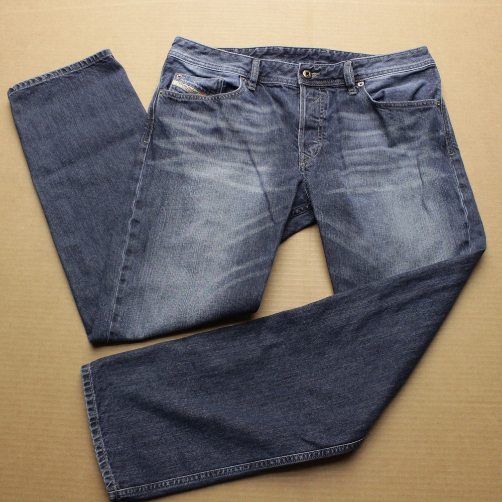 Diesel Waykee Jeans Mens 34x32 Medium Wash ORZ37 Regular Straight Denim